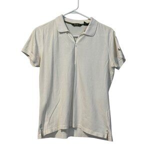 Eddie Bauer Shirt Women’s Large White Polo Short Sleeve Pima Cotton‎ Preppy Golf